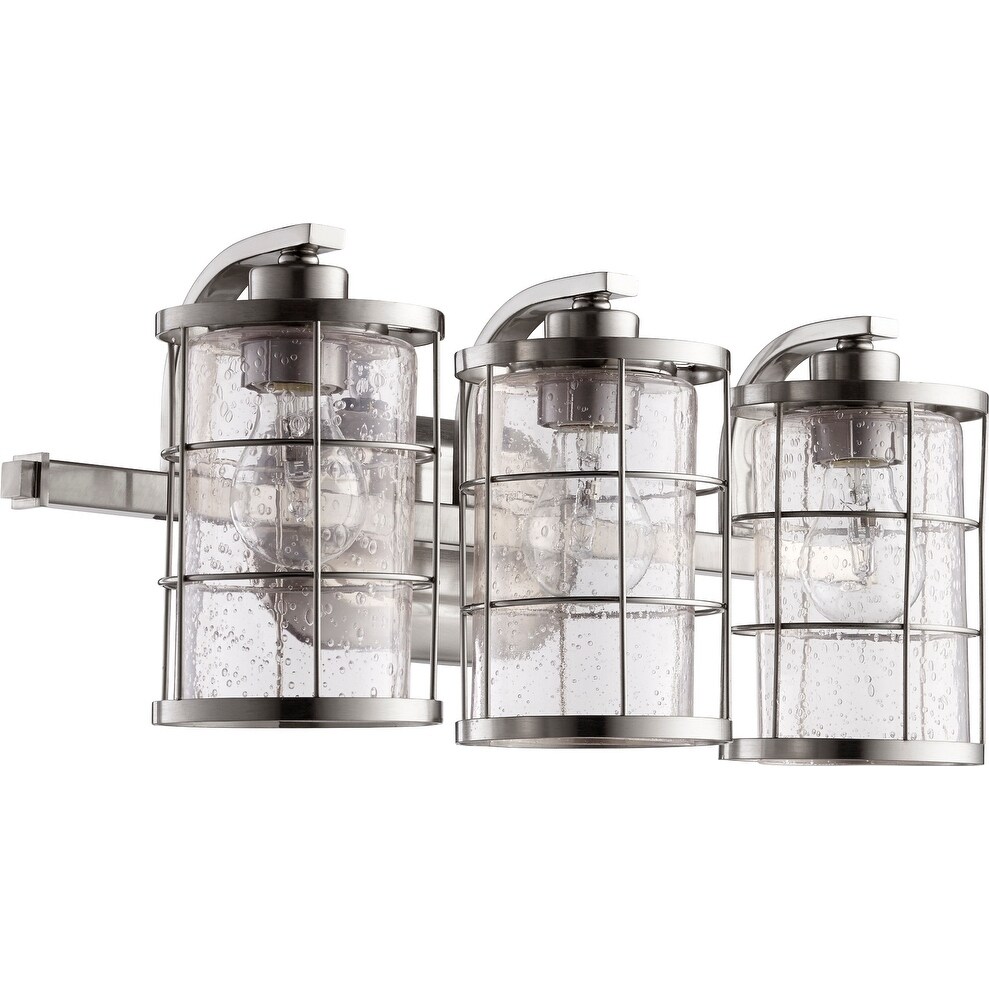 Ellis Satin Nickel and Clear Seeded 3-light Vanity Lighting - Mycitystee