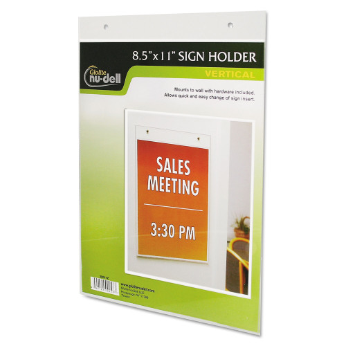 NuDell Clear Plastic Sign Holder， Wall Mount， 8.5 x 11 (38011Z) - Mycitystee