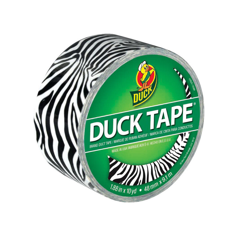 Duck 1.88 in. W X 10 yd L Black/White Zig-Zag Zebra Duct Tape - Mycitystee