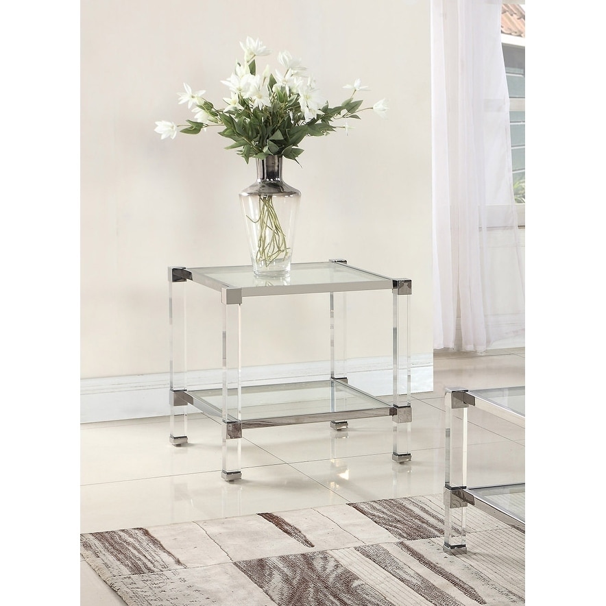 Best Master Furniture Glass with Acrylic End Table - Mycitystee