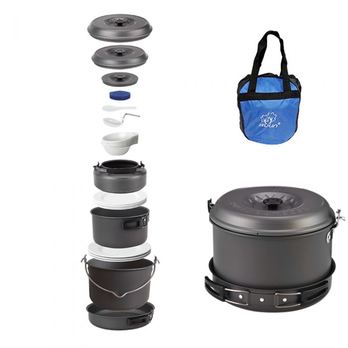 Bulin 27/13/11/8/3 PCS Camping Cookware Mess Kit， Nonstick Lightweight Backpacking Cooking Set BL200 - Mycitystee