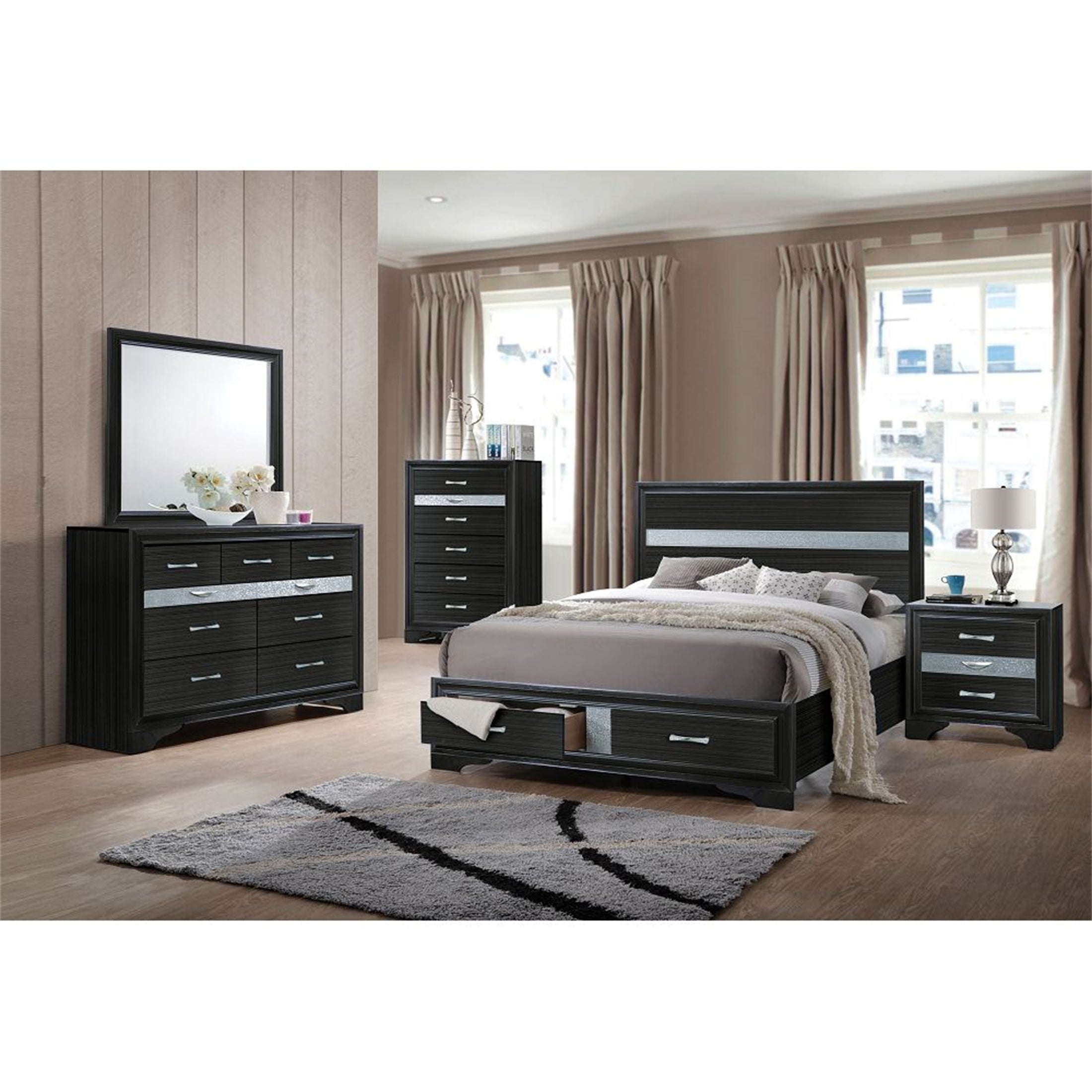 Black 6 Drawer Solid Wood Chest - - 37508589 - Mycitystee