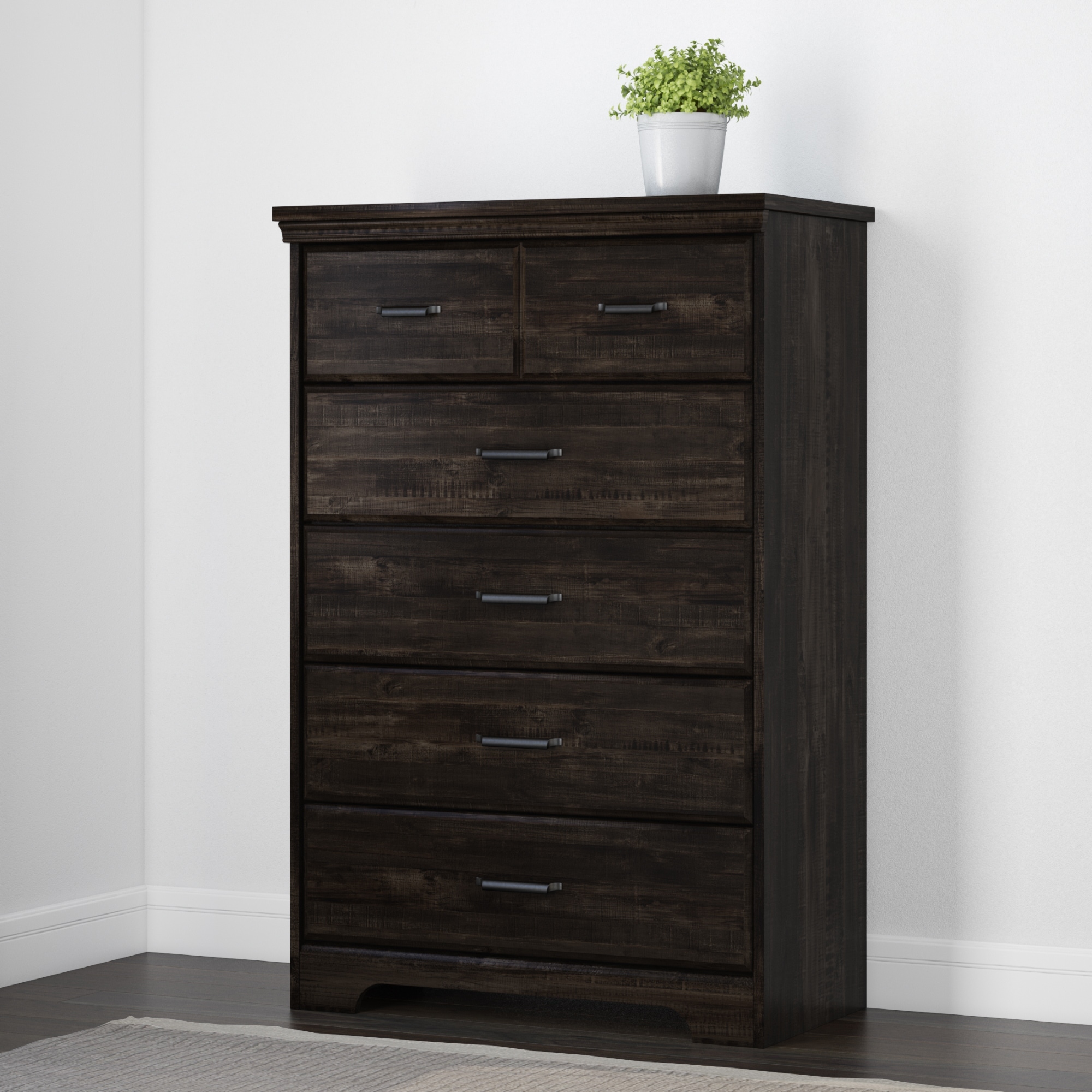 Versa 5-Drawer Chest， Rubbed Black - - 36940938 - Mycitystee