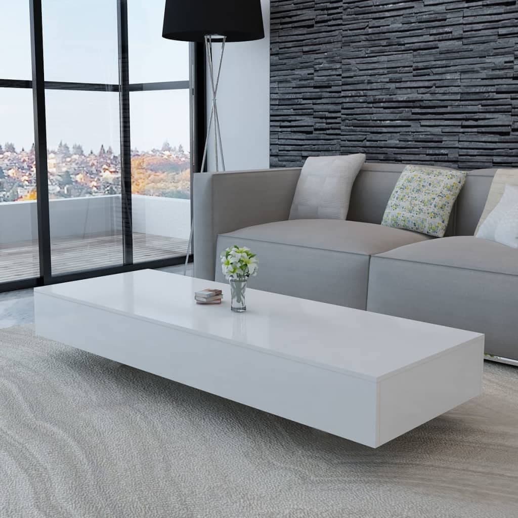 Rectangular Coffee Table High Gloss White Modern Rectangle Living Room Table， Rectangular Tea Table - as picture - Mycitystee