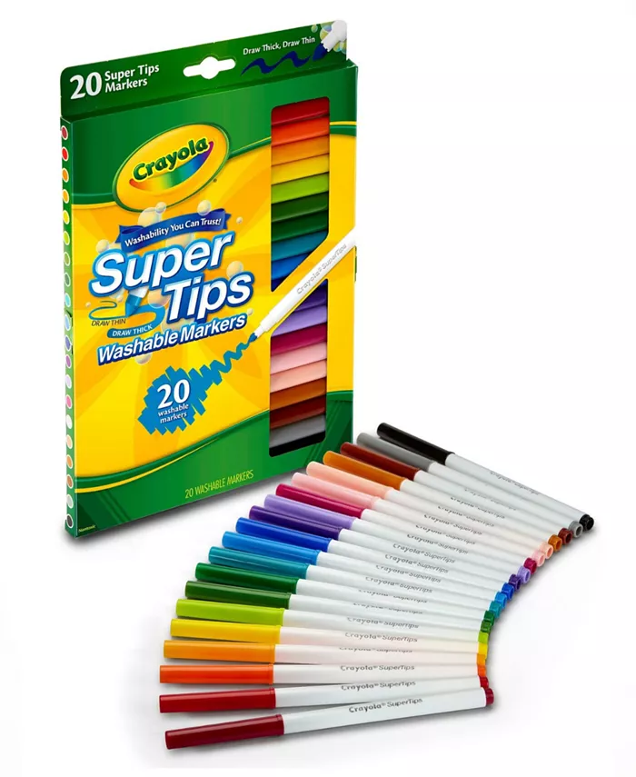 Crayola The Classic Coloring 20 Count Super Tips Mess Free Washable Markers Set - Mycitystee