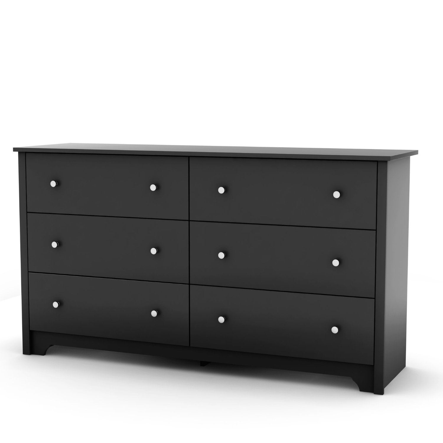 Black 6 Drawer Bedroom Dresser with Nickle Metal Knobs Handles - - 30667996 - Mycitystee