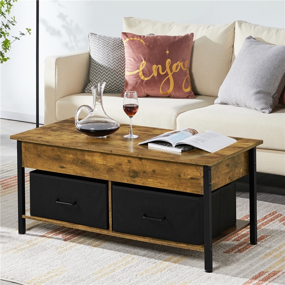 Yaheetech Lift Top Wood Coffee Table with Fabric Storage Baskets - Mycitystee