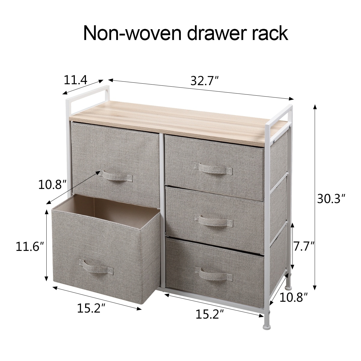 Storage Dresser with 5 Non-woven Fabric Drawers for Living Room， Bedroom and Entryway - - 37216611 - Mycitystee