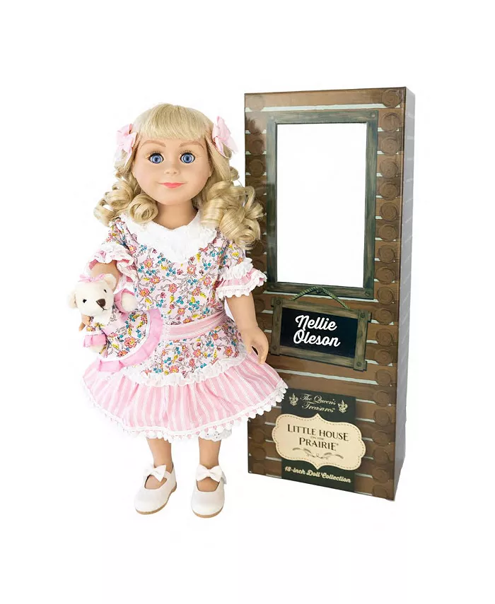 The Queen's Treasures Little House on The Prairie Nellie Oleson 18 Inch Doll， Dressed in a Period Outfit and Comes with a Hand Made Bear. Compatibly S - Mycitystee