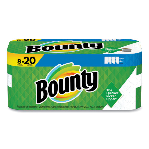 Bounty Select-a-Size Kitchen Roll Paper Towels， 2-Ply， 5.9 x 11， White， 123 Sheets/Roll， 8 Double Plus Rolls/Pack (66924) - Mycitystee