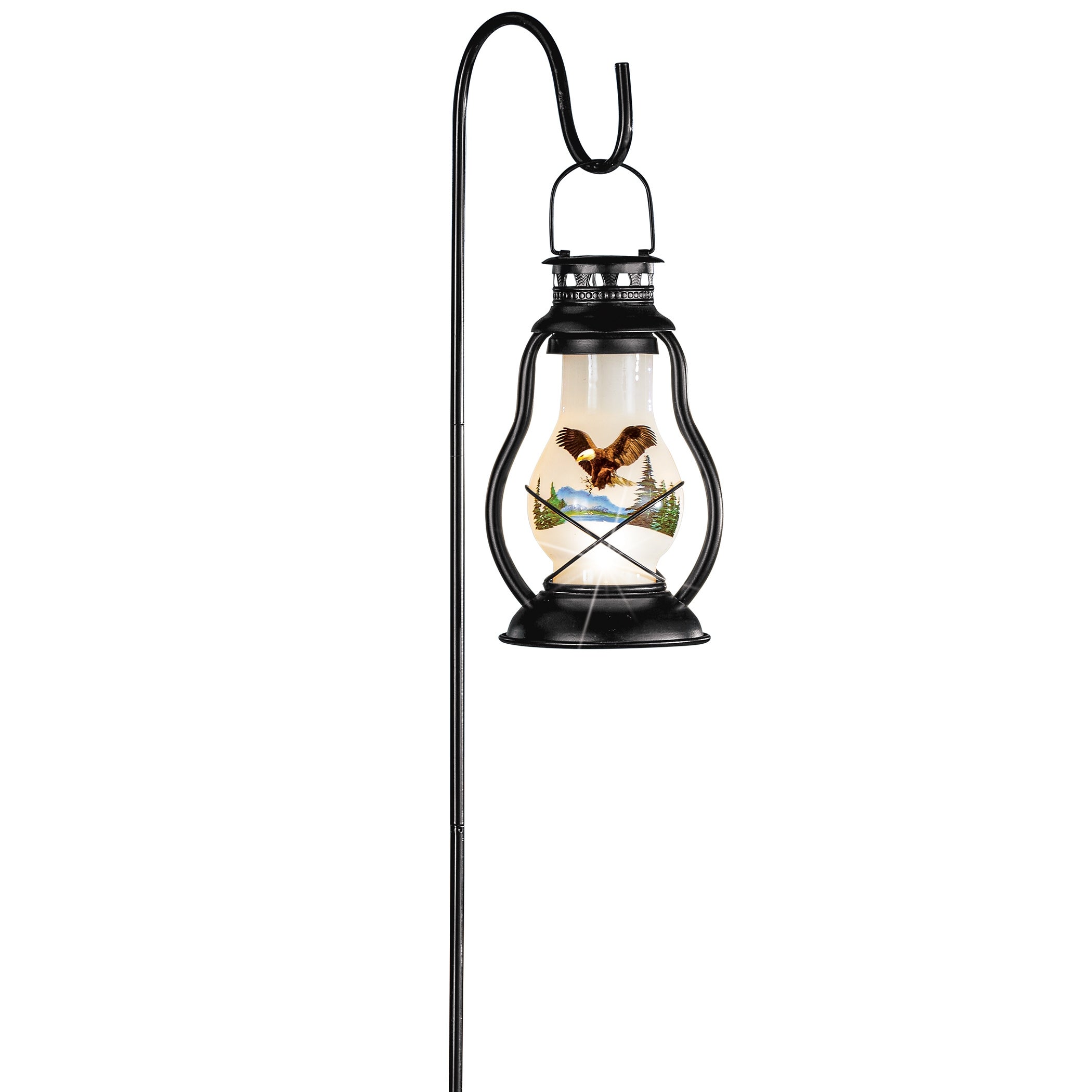 Solar Powered Majestic Eagle Lantern with Shepherd's Hook - 11.000 x 7.250 x 7.130 - Mycitystee