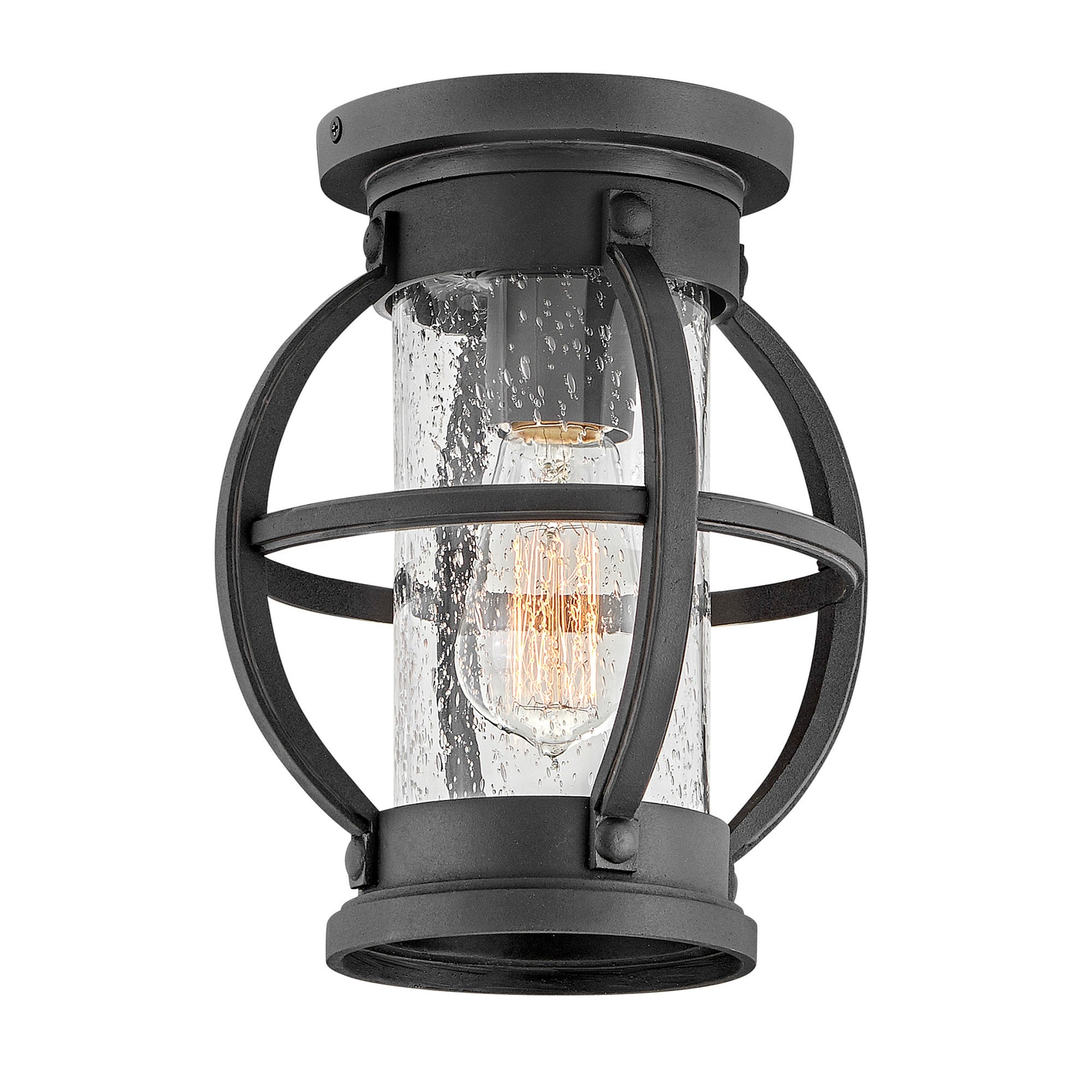 Hinkley Chatham Collection One Light Medium Outdoor Flush Mount， Museum Black - Mycitystee
