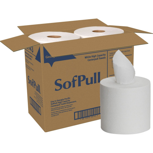 Georgia-Pacific SofPull Perforated Paper Towel， 7 4/5 x 15， White， 560/Roll， 4 Rolls/Carton (28143) - Mycitystee