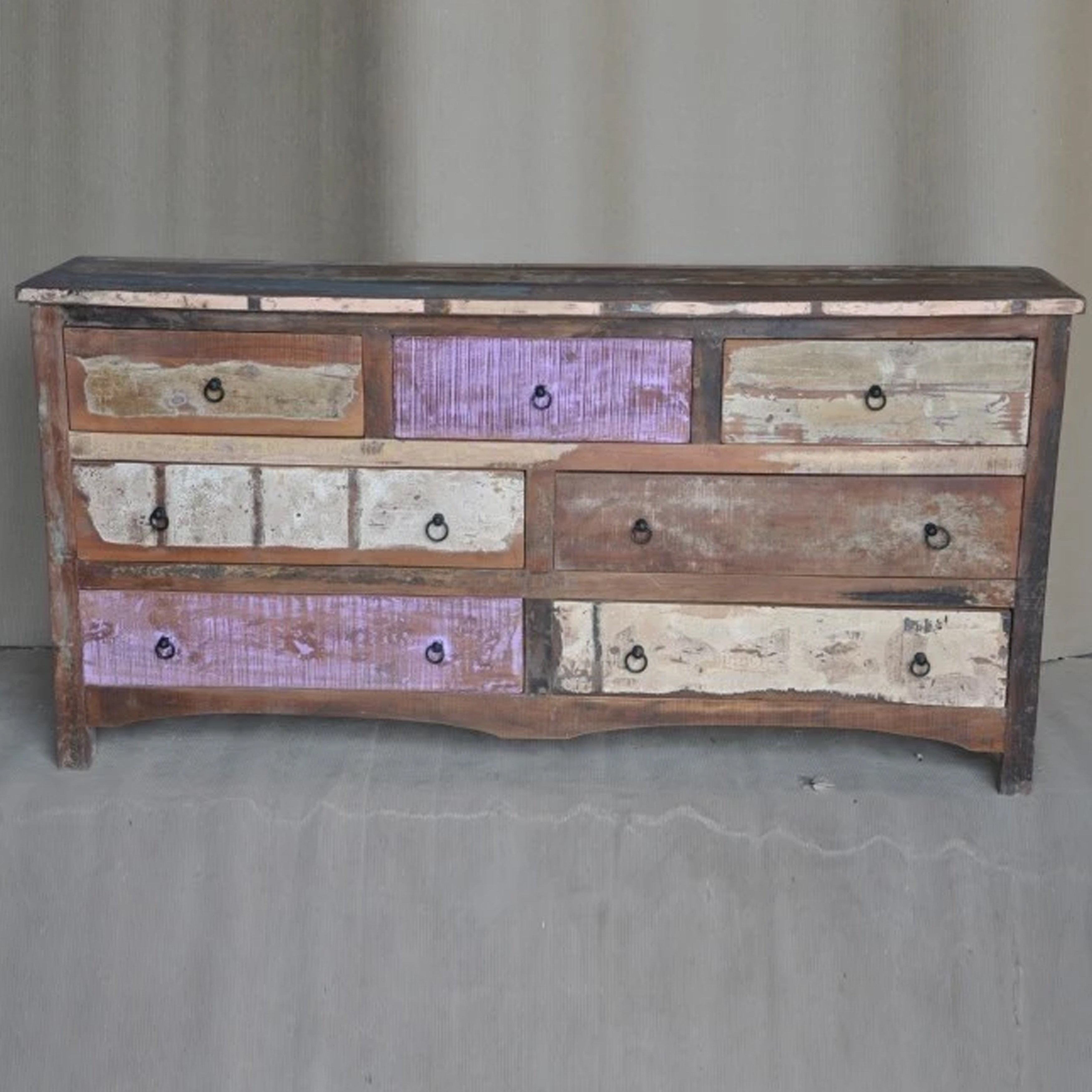 Rustica Reclaimed Wood 7 Drawer Chest of Drawers Multicolor - - 35151519 - Mycitystee