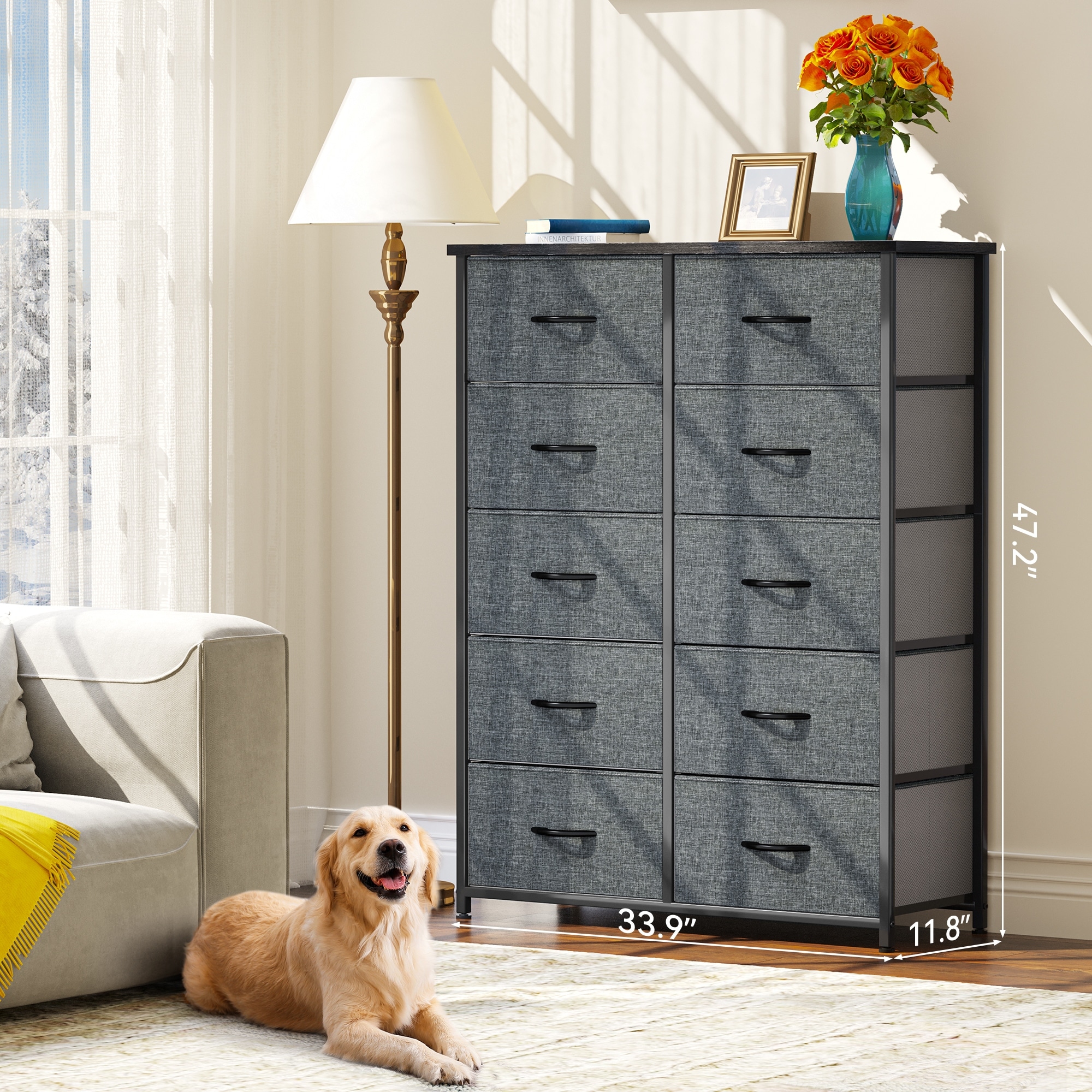 Modern 10 Drawer Dresser Fabric Storage Tower - - 37858525 - Mycitystee
