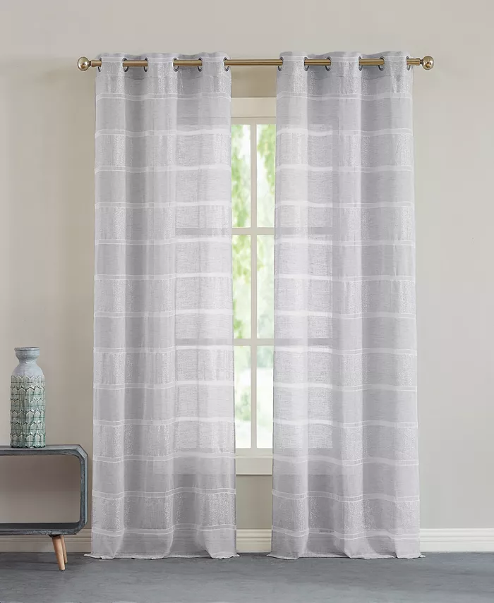 Dainty Home Lurex Stripe Window Panel Set， 76