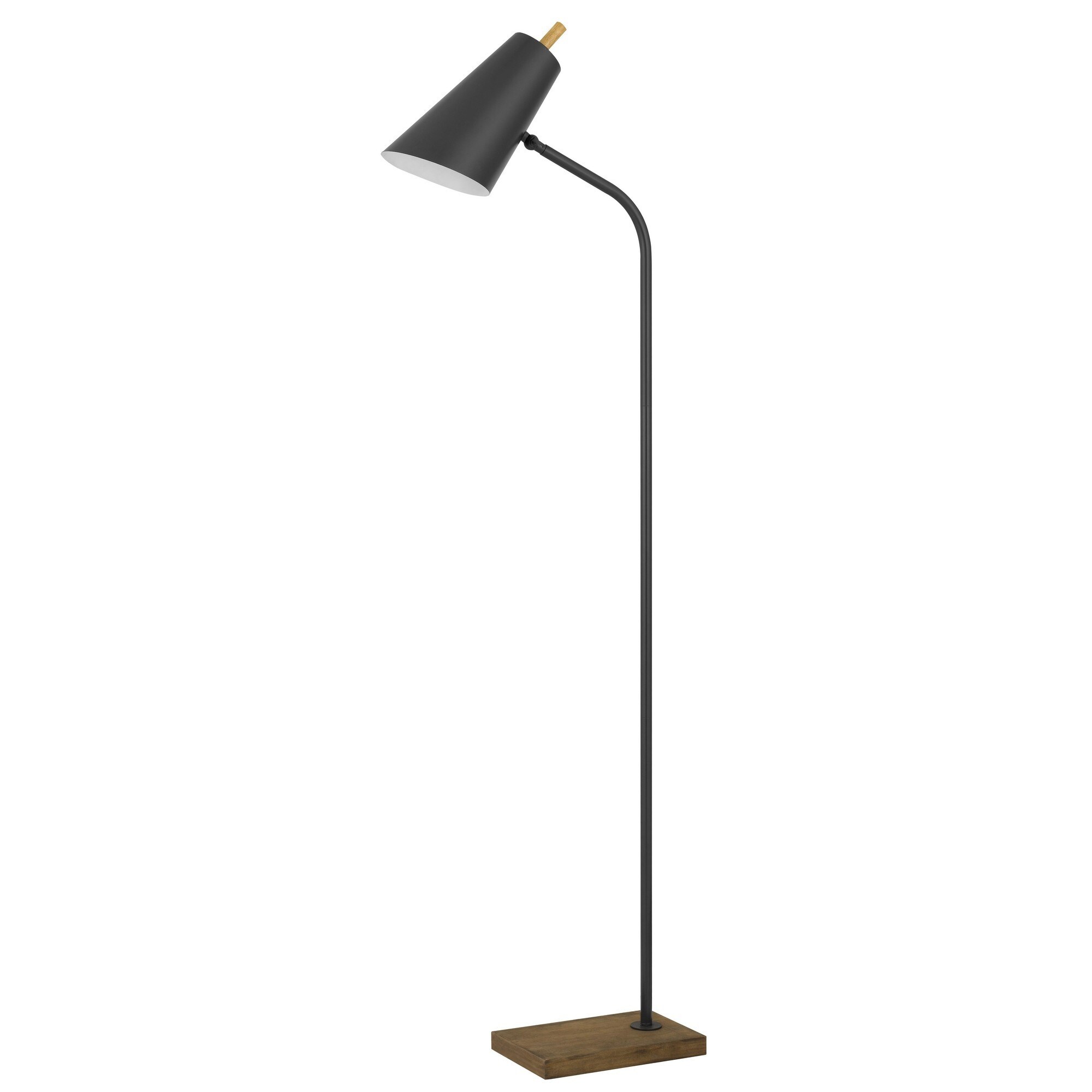 66 Inch Metal Floor Lamp， Adjustable Cone Shade， Wood Base， Dark Bronze - Mycitystee