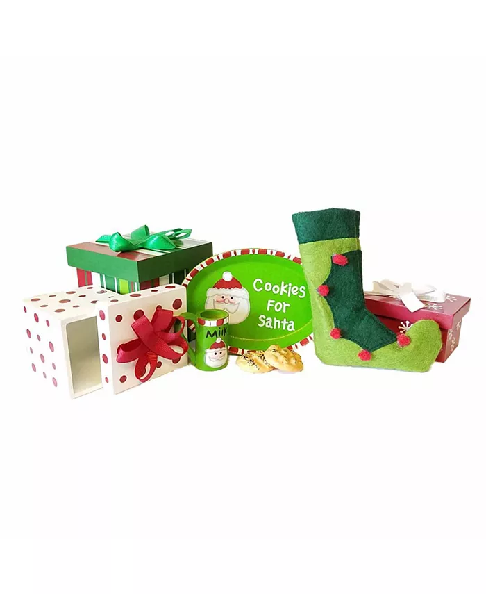 The Queen's Treasures 18 Inch Doll 8 Pack Accessories， Christmas Play Set Includes 3 Gift Boxes， Stocking， Platter， Mug Cookies For Santa. Compatible - Mycitystee