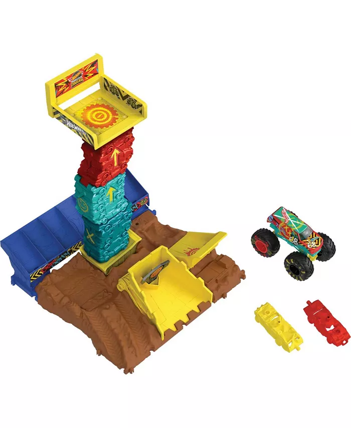 Hot Wheels Monster Trucks Arena Smashers Demo Derby Car Jump Challenge - Mycitystee