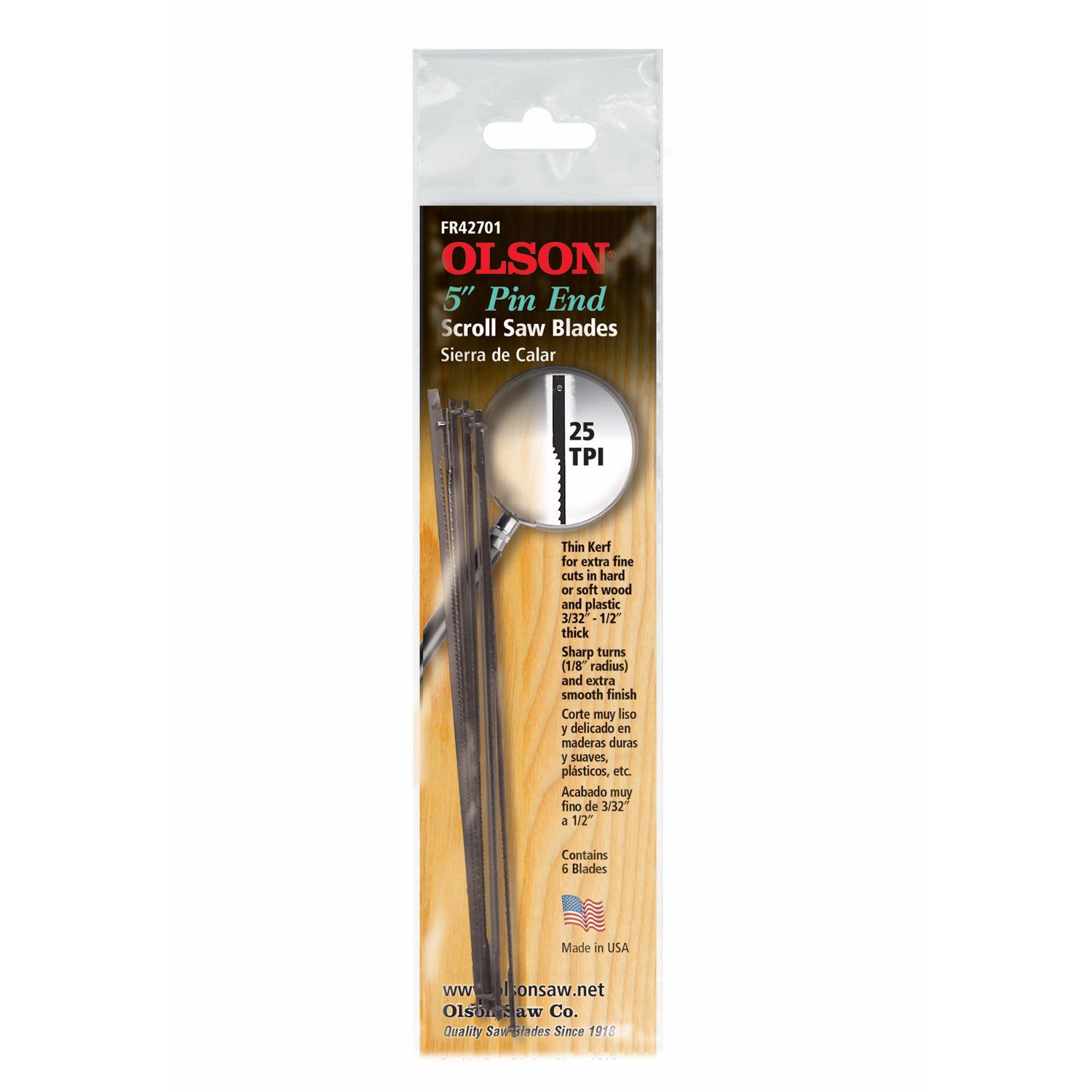 Olson 5 in. Carbon Steel Scroll Saw Blade 25 TPI 6 pk - Mycitystee