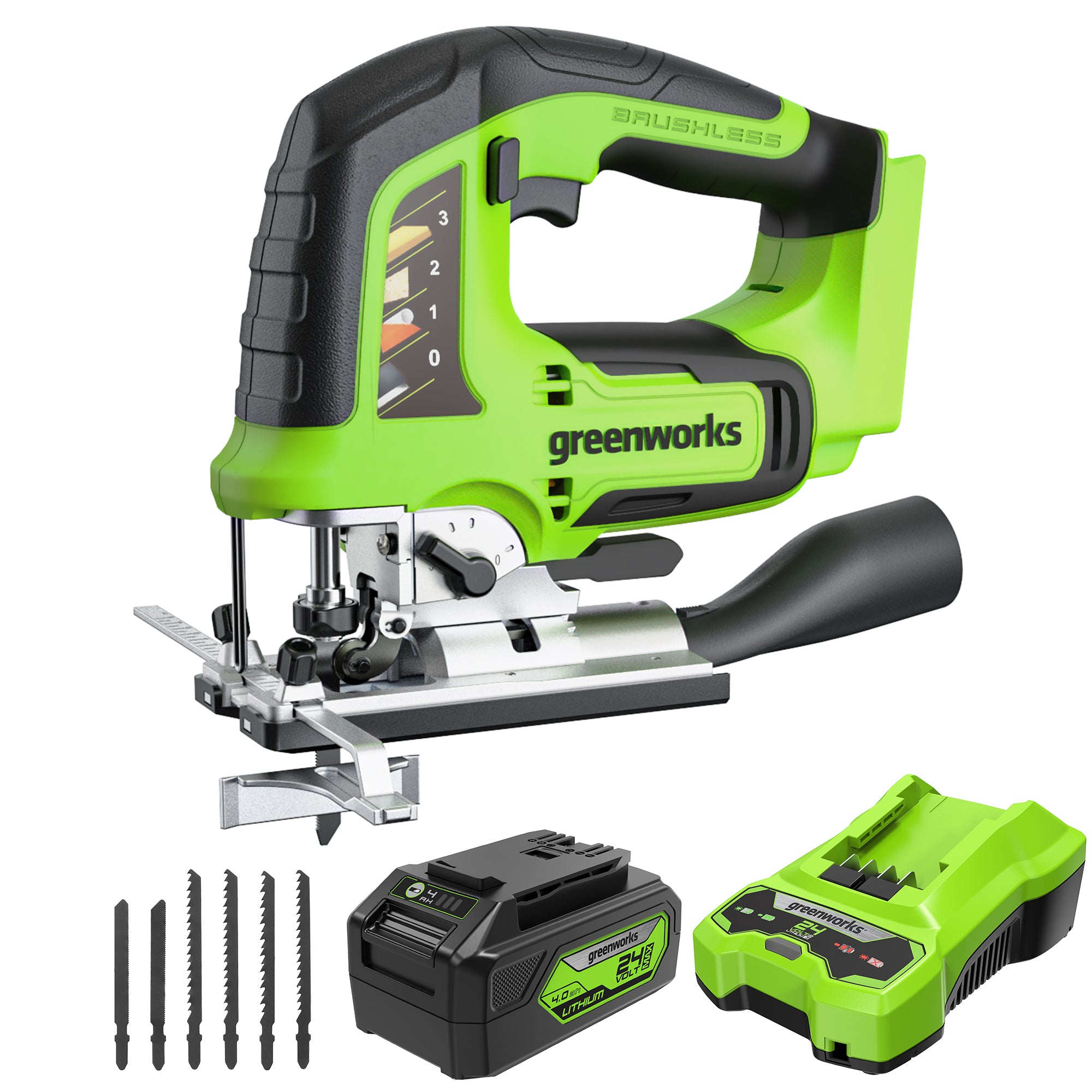 24V Cordless Battery Jig Saw w/ 4.0Ah USB Battery  Charger - Mycitystee