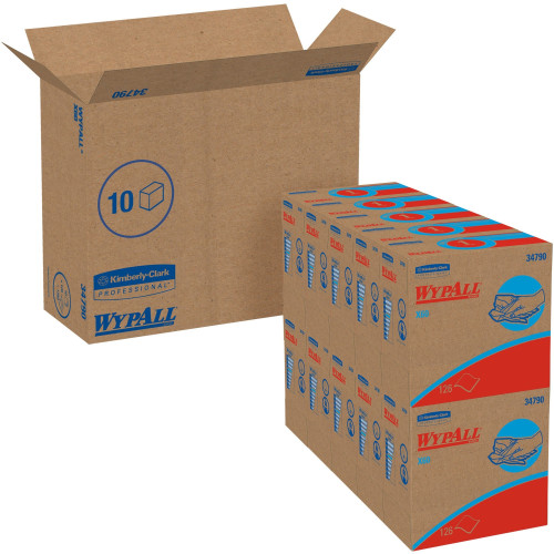 WypAll General Clean X60 Cloths， POP-UP Box， 9.1 x 16.8， White， 126/Box， 10 Boxes/Carton (34790CT) - Mycitystee