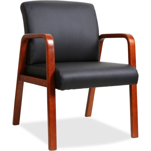 Lorell Black Leather Wood Frame Guest Chair (40200) - Mycitystee
