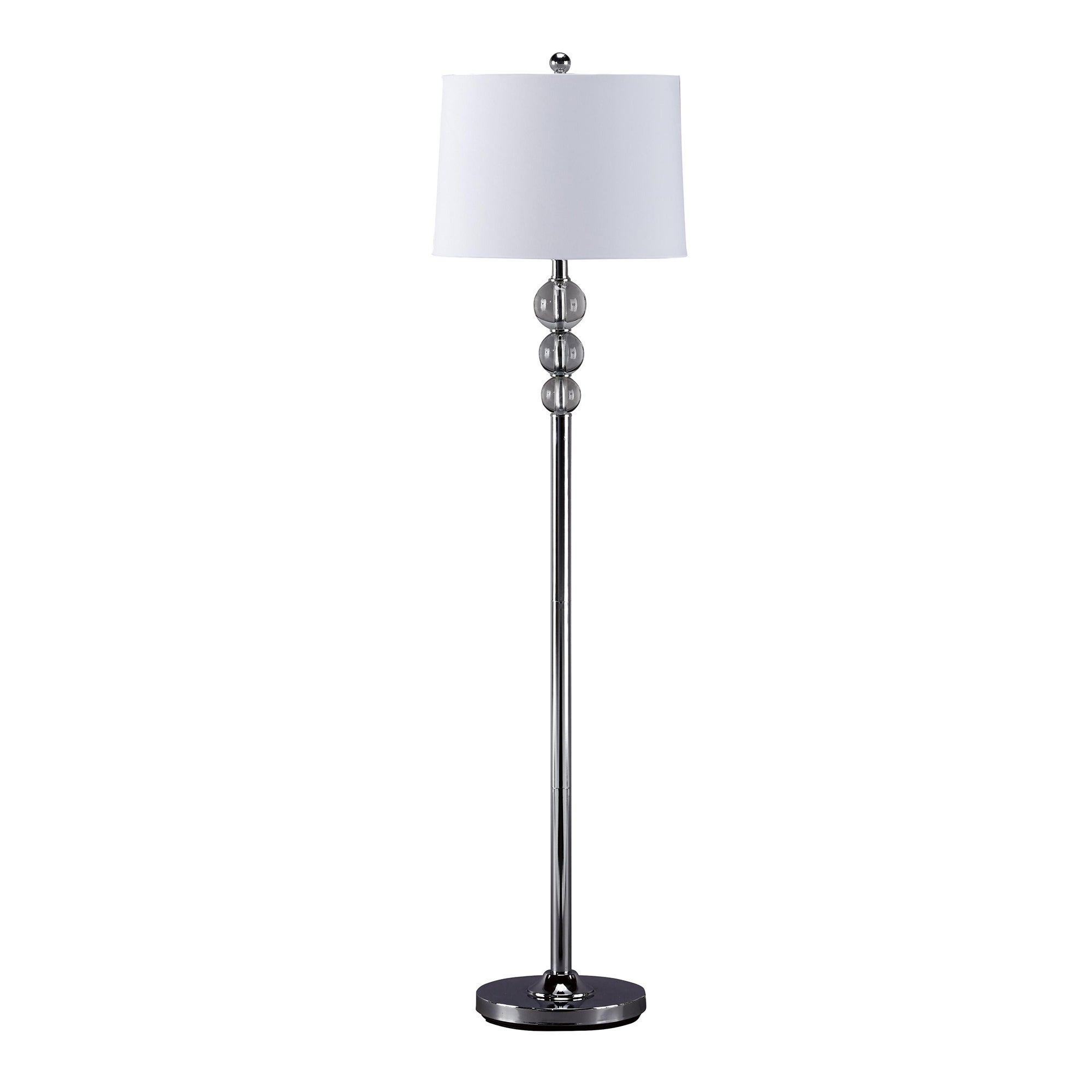 Tapered Drum Shade Metal Floor Lamp with Crystal Accent， Silver and White - Mycitystee