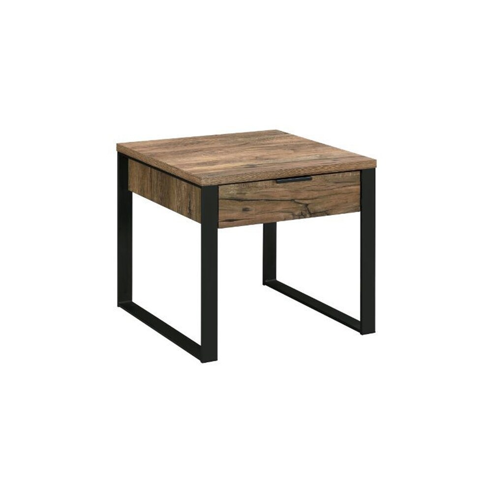 TiramisuBest End Table， Weathered Oak and Black Finish 82472 - Mycitystee