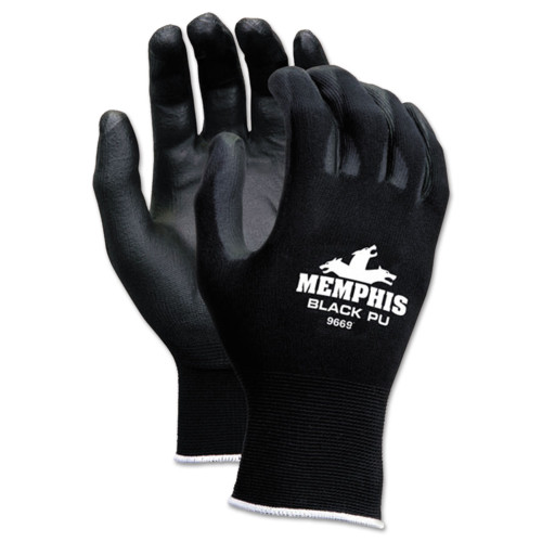 MCR Safety Economy PU Coated Work Gloves， Black， Large， Dozen (9669L) - Mycitystee