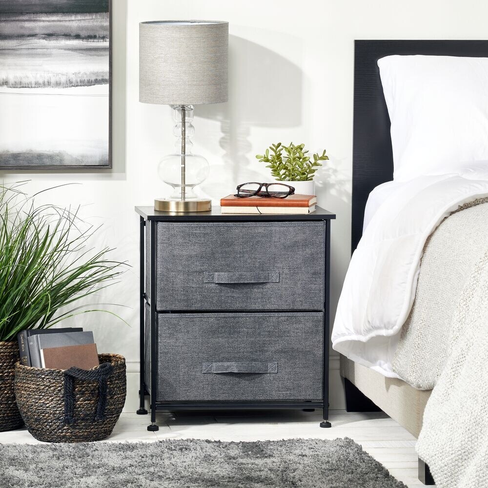 mDesign Night Stand / End Table Storage Tower with 2 Drawers - - 34382649 - Mycitystee