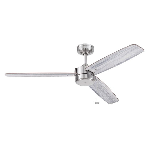 Better Homes and Gardens 52” Satin Nickel Indoor/Outdoor 3 Blade Ceiling Fan - Mycitystee