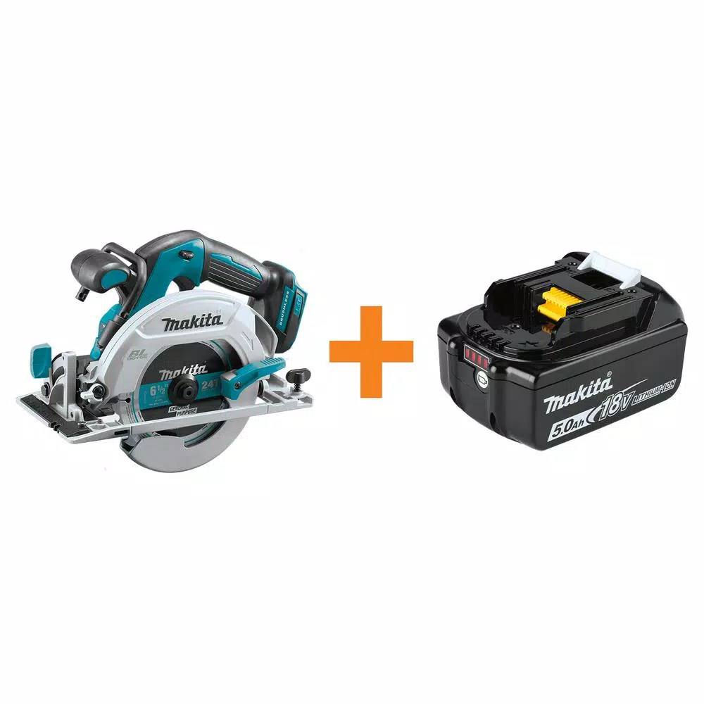 Makita 6-1/2 in. 18-Volt LXT Lithium-Ion Brushless Cordless Circular Saw Tool-Only with Bonus 18-Volt LXT 5.0 Ah Battery and#8211; XDC Depot - Mycitystee