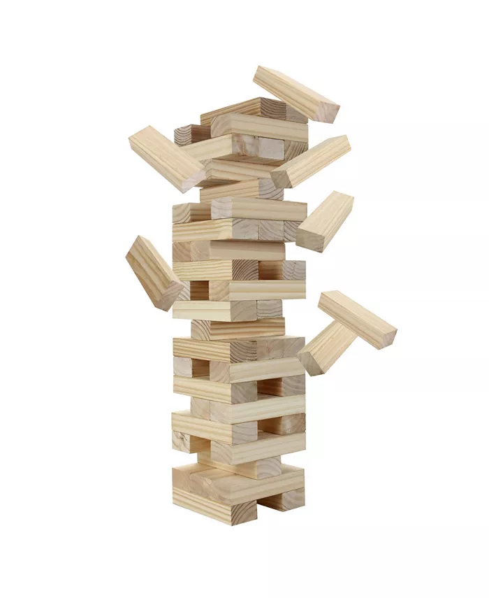 Hathaway Block Out Wood Stacking， Collapsing Game with Bag - Mycitystee