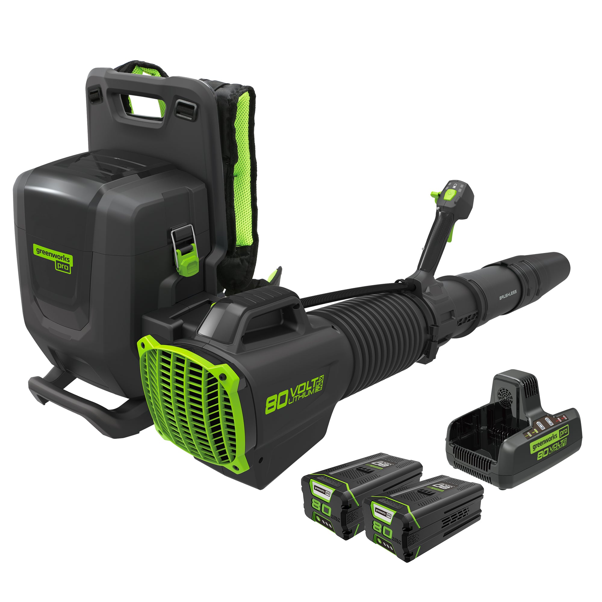 80V 690 CFM Cordless Battery Dual-Port Backpack Blower w/ Two (2) 4.0 - Mycitystee