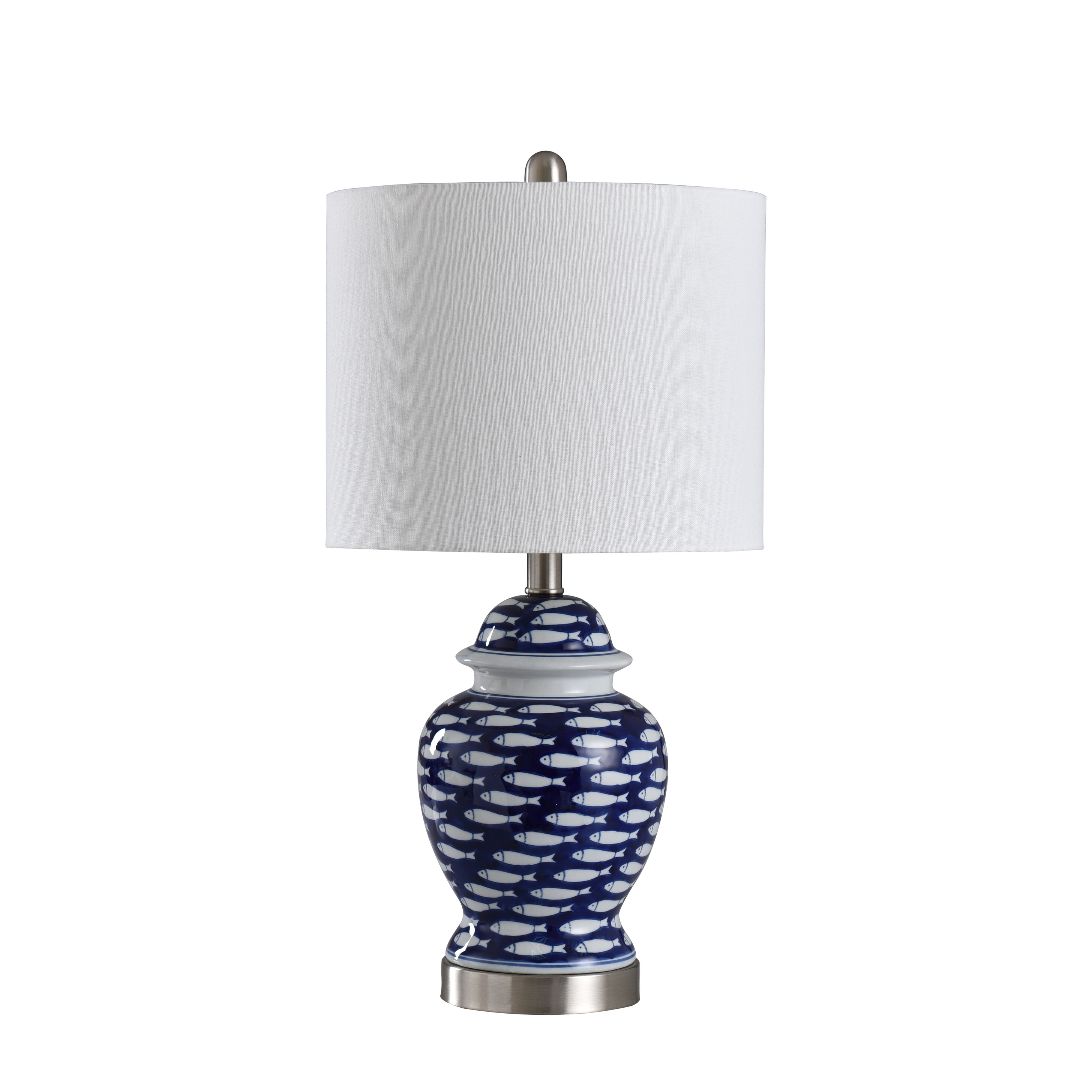 StyleCraft School of Fish Curved Blue And White Table Lamp - White Shade - Mycitystee