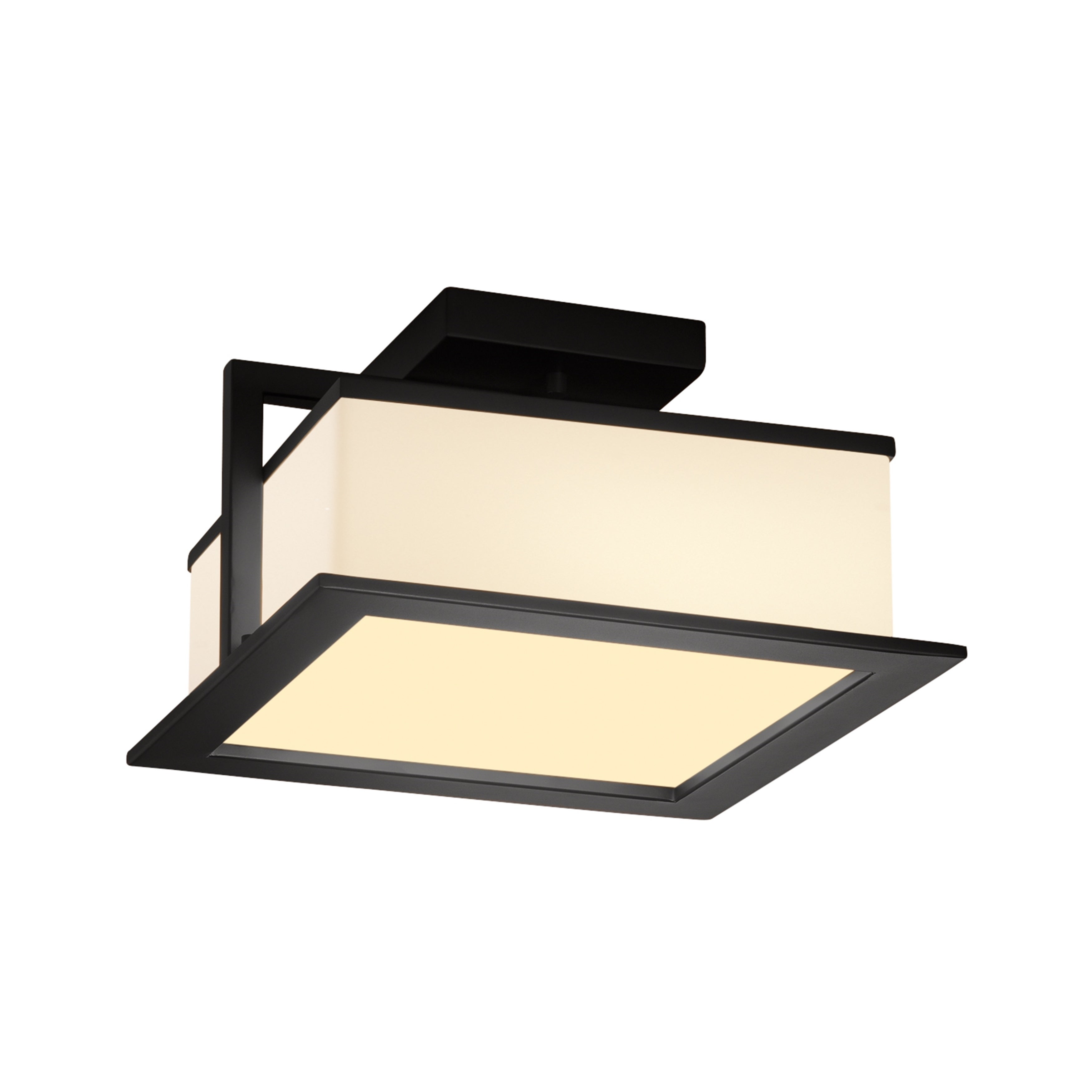 Justice Design Fusion Laguna 12-inch Matte Black LED Outdoor Flush-Mount， Opal Shade - Mycitystee