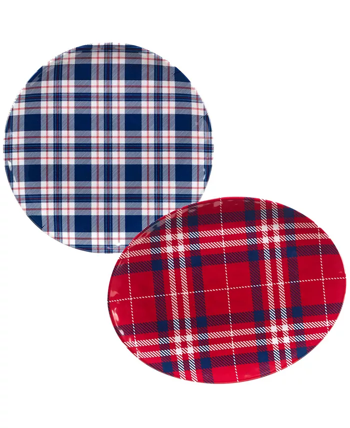 Certified International Patriotic Plaid Melamine Platter， Set of 2 - Mycitystee