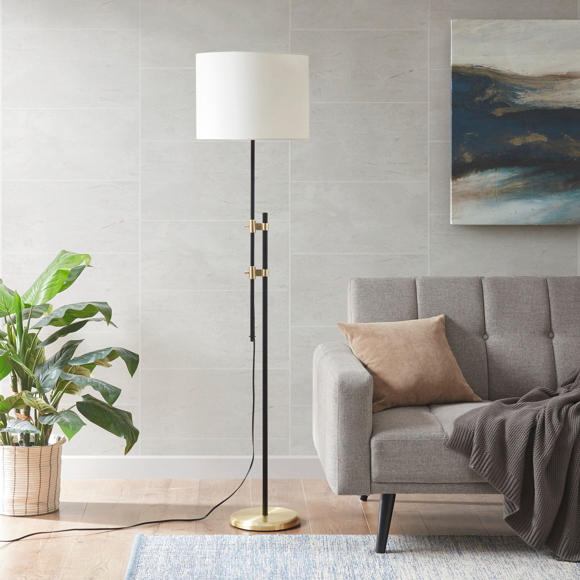 Hampton Hill Ellsworth Asymmetrical Adjustable Height Metal Floor Lamp - Mycitystee