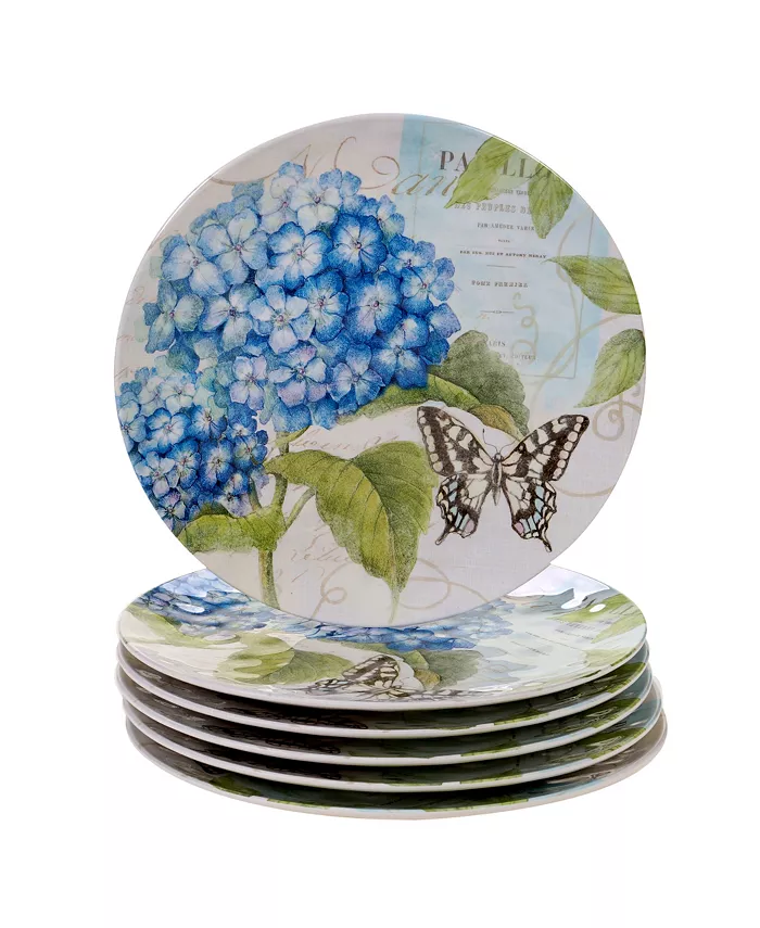 Certified International Hydrangea Garden Melamine 6-Pc. Dinner Plate Set - Mycitystee