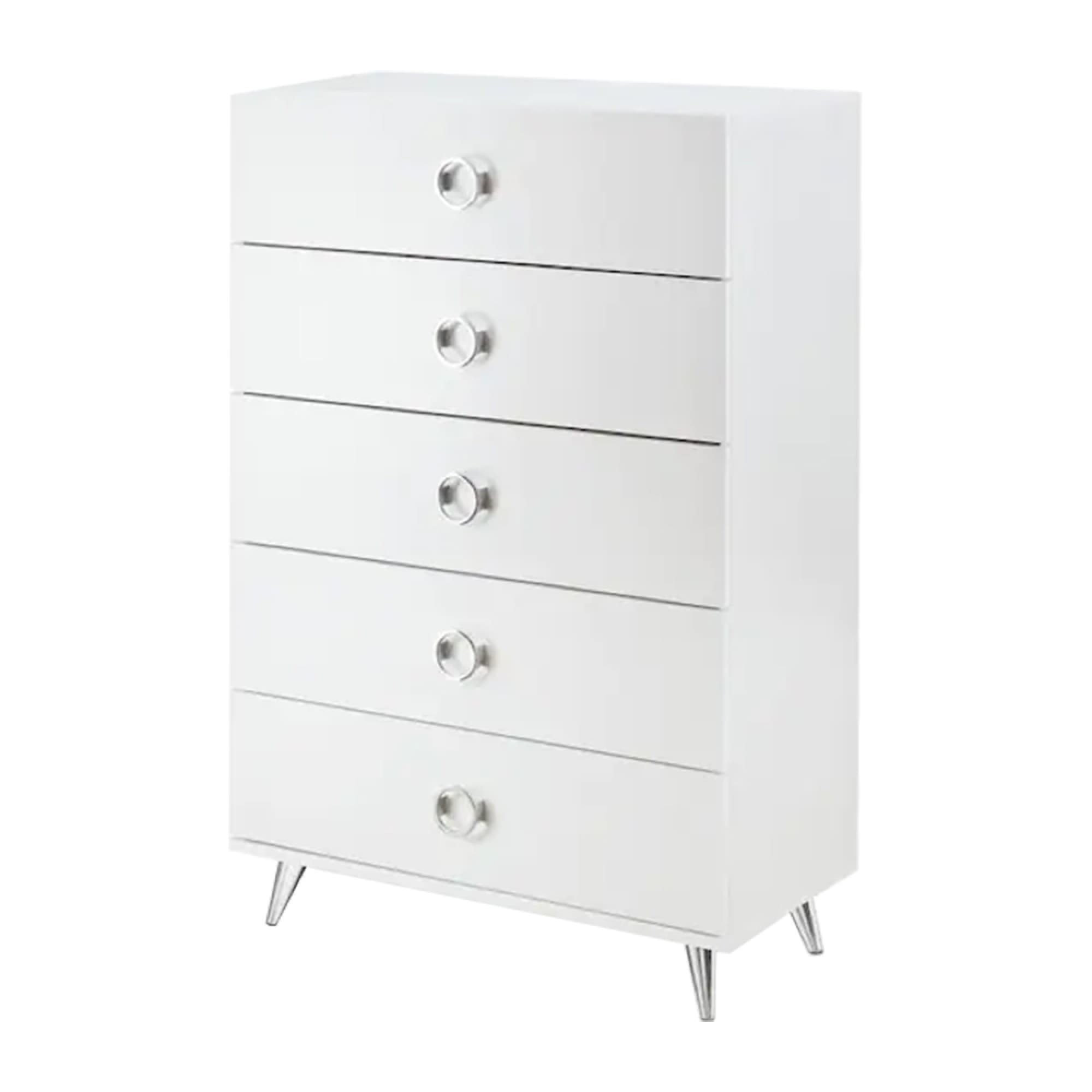 Five Drawers Wooden Chest In Contemporary Style， White - - 25325466 - Mycitystee