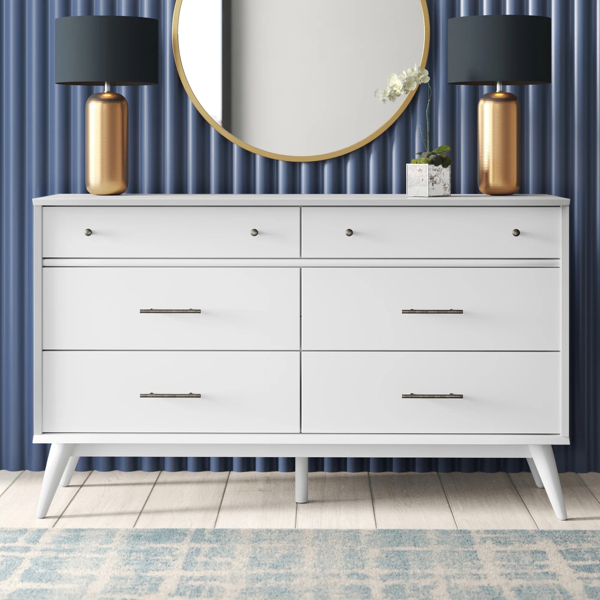 Mid-Century Castahno Solid Wood Six Drawer Dresser - - 36696069 - Mycitystee