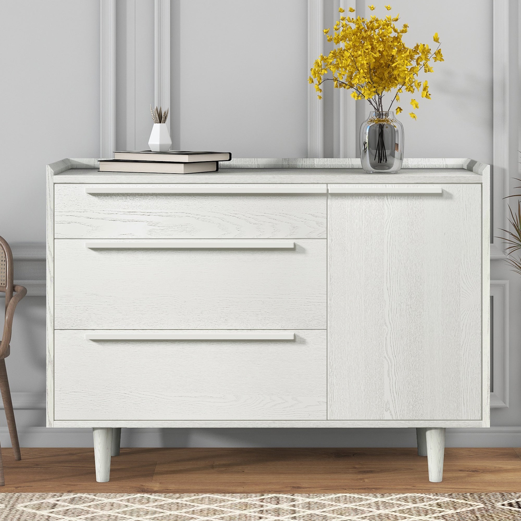 Manufactured Wood 3-Drawer Dresser with Solid Wood Legs - - 37527476 - Mycitystee