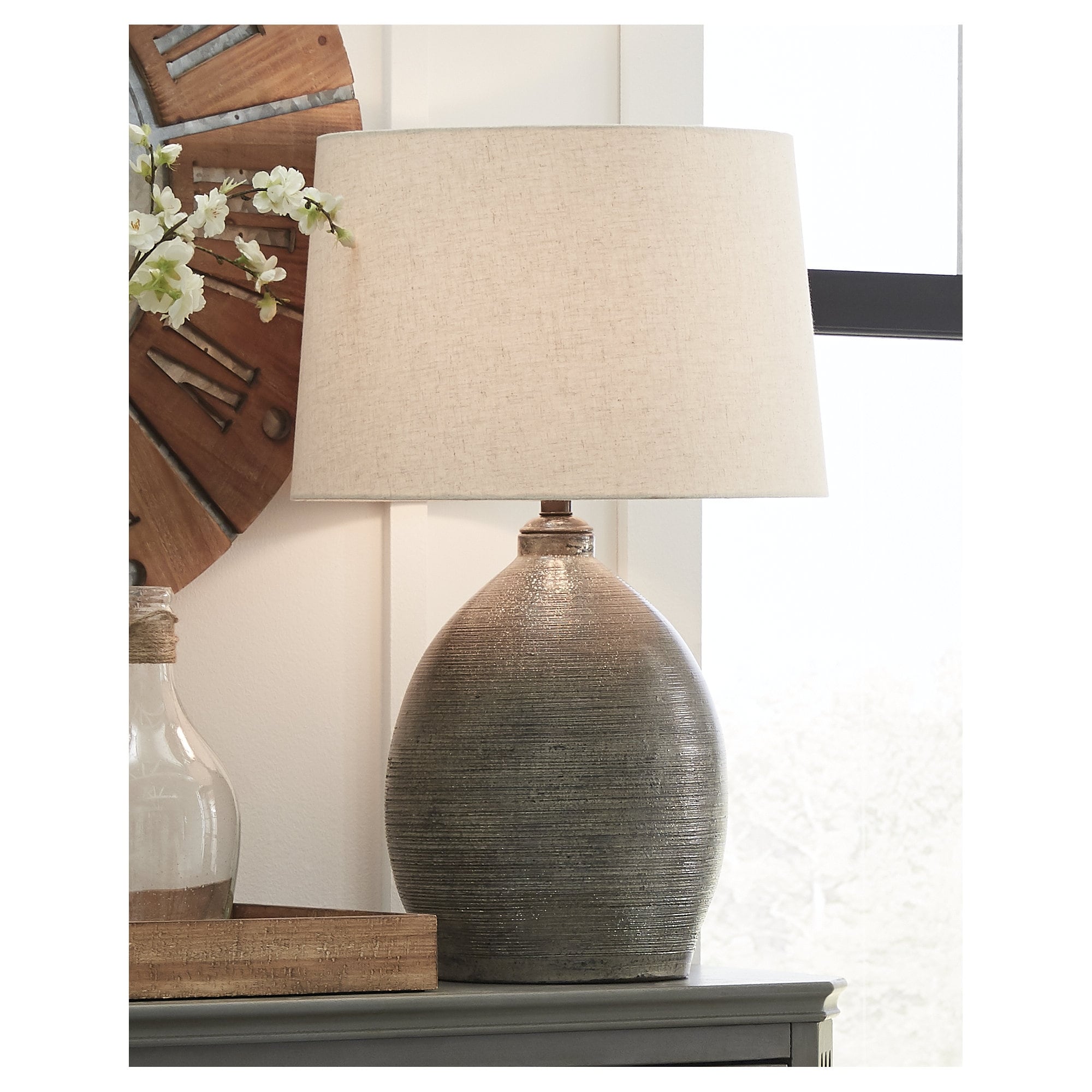Joyelle Gray Terracotta Table Lamp - 17