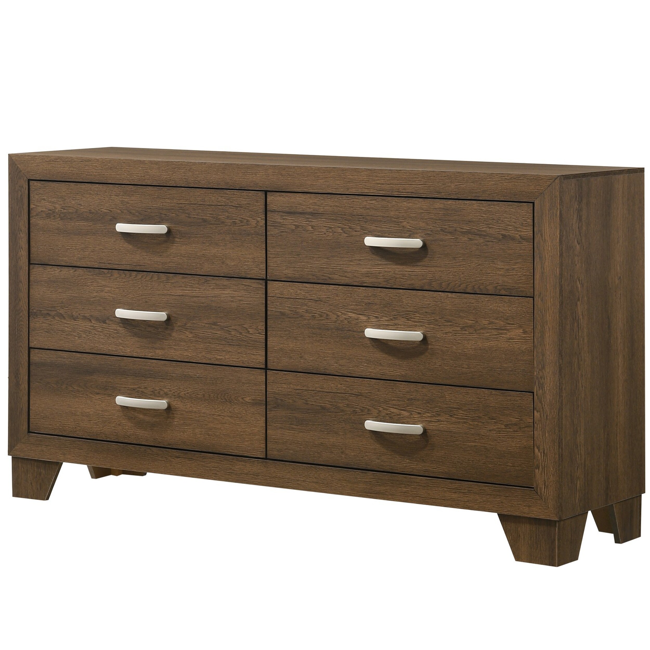 Transitional Style Wooden Dresser with 2 Drawers and Metal Handles， Brown - - 31599815 - Mycitystee