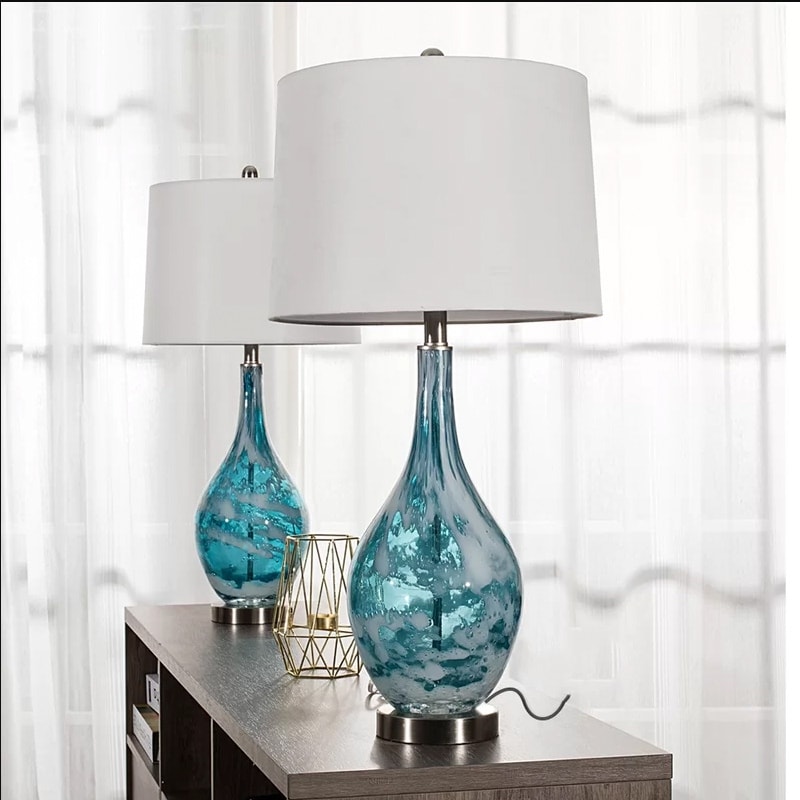 Glass USB Table Lamps (Set of 2 )Modern Bedside Desk Lamp - Mycitystee