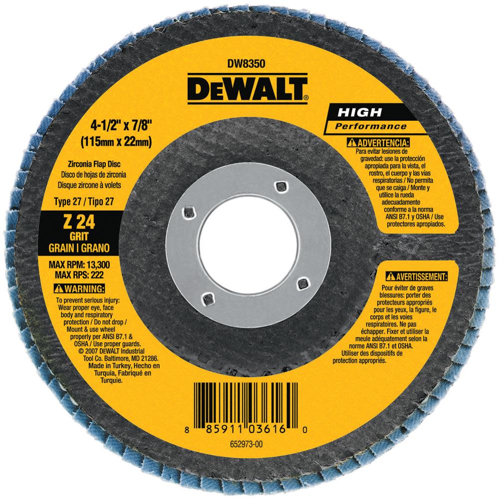 DEWALT 4 In. X5/ 8 In. 60 Grit Zirconia Flap DSC DW8302 from DEWALT - Mycitystee