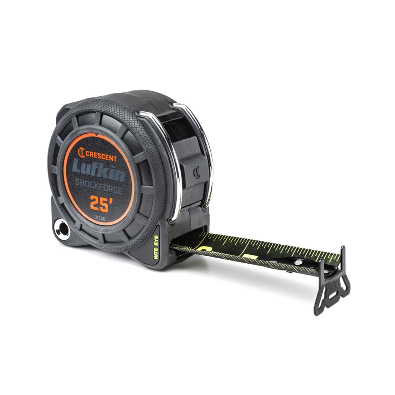 Crescent Lufkin 25 ft. L X 1-3/16 in. W Shockforce Night Eye Tape Measure 1 pk - Mycitystee