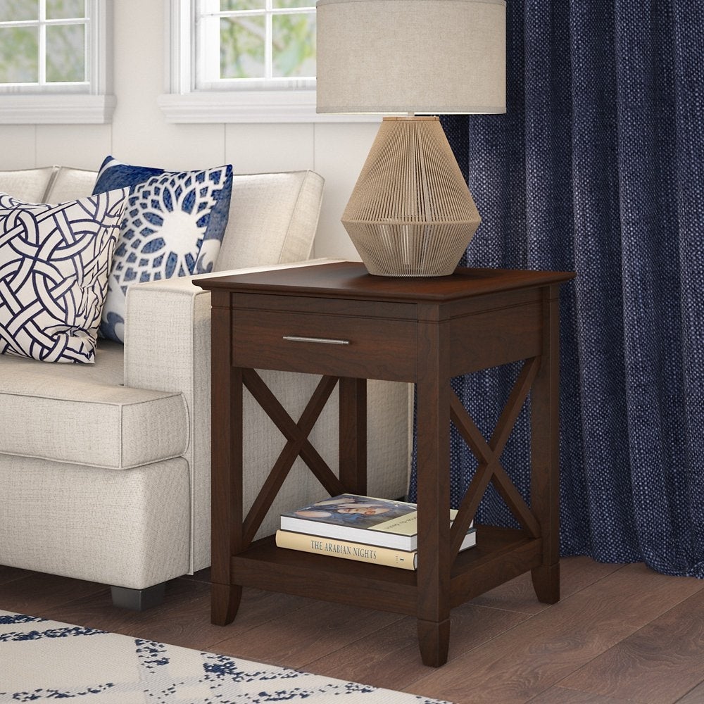 Key West End Table with Storage in Washed Gray - Mycitystee