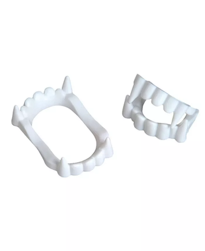 Amazaque Neliblu White Vampire Fangs， Reusable Plastic Teeth， Kids Vampire Teeth Party Favor for Kids， Halloween Costume Accessory， Goodie Bag Filler - Mycitystee